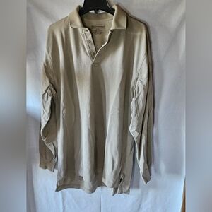 Tan 5.11 Tactical Series large long sleeve shirt, some wear along sleeve cuff.